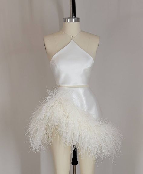 KarlaGil - Etsy Canada Mini Skirt Dress, Custom Bridal, Ostrich Feathers, Sheer Chiffon, White Pearl, Silk Satin, Wedding Bridal, Pre Order, Gowns Dresses