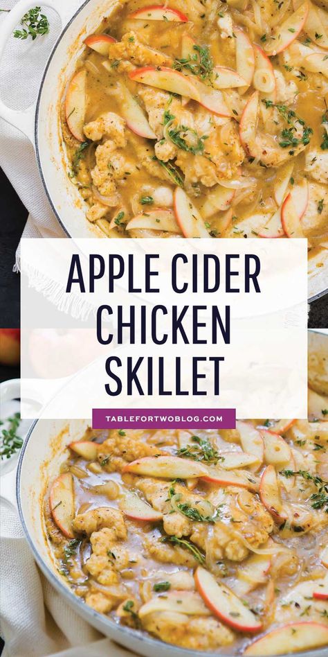 Apple Cider Chicken Skillet - Chicken Skillet Recipe with Apples Apple Cider Chicken, Cider Chicken, Apple Cider Uses, Apple Cider Recipe, Apple Chicken, Slow Cooker Apples, Chicken Skillet Recipes, Chicken Skillet, Chicken Eating