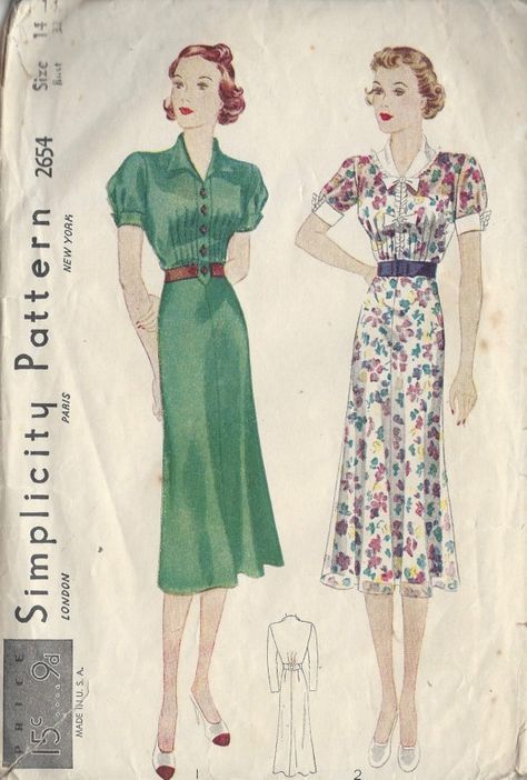 1930s-Vintage-Sewing-Pattern-DRESS-B32-R586-251144755212 Affordable Vintage Dressmaking Sewing Pattern, 1930 Work Dress, 1900s Dress Pattern, 1930's Dress Pattern, House Dress Pattern Vintage, Free Vintage Dress Patterns For Women, 1930s Dress Pattern, Pattern Making Software, Vintage Vogue Sewing Patterns