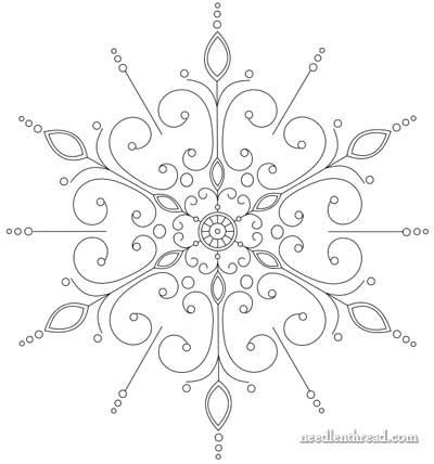 The silver thread in yesterday's article cries for transformation into a snowflake. After all, here in Kansas, winter's coming, and so is Christmas. A hand-made Christmas ornament will make a perfect "small" project. I started playing with the idea of a snowflake design by working out 6 lines on Snowflakes Embroidery Pattern, Snowflake Embroidery, Patterns Embroidery, Embroidery Patterns Vintage, Paper Embroidery, Quilling Patterns, Embroidery Patterns Free, 자수 디자인, Hand Embroidery Pattern