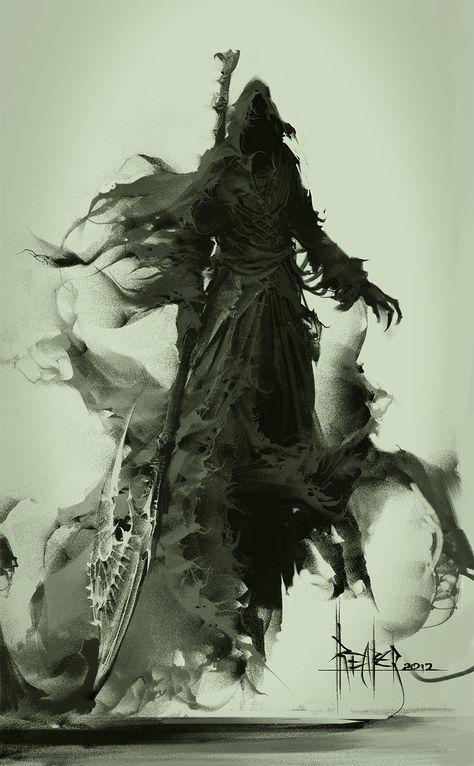 Undead Knight, Reaper Drawing, Grim Reaper Art, Dungeons And Dragons Art, Monster Concept Art, Beautiful Dark Art, Creature Concept, Monster Art, Grim Reaper