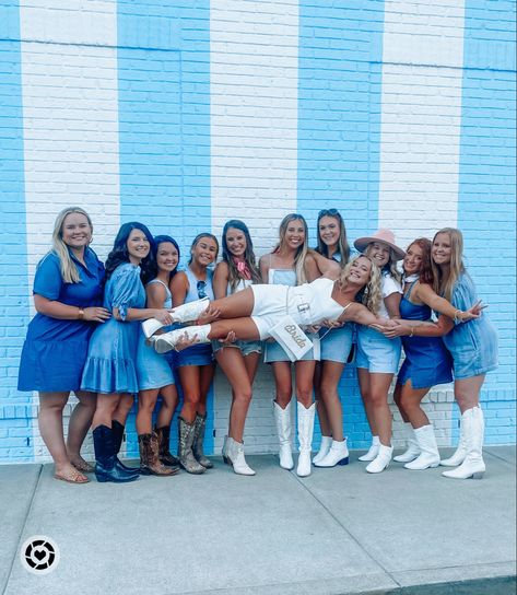 Denim And White Bachelorette Party, Bachlorette Outfit Ideas Denim, Denim On Denim Outfit Bachelorette, Jean Bachelorette Party, Denim Nashville Bachelorette, Denim On Denim Outfit Nashville, Denim And Diamonds Nashville Outfit, All Denim Bachelorette Party Outfit, Denim On Denim Bachelorette Party