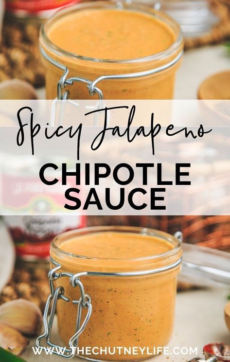 This Spicy Jalapeño Chipotle Sauce is smoky, sweet, tangy AND packs some heat! It’s good on just about anything and lasts for about a week in the fridge. #SpicySauce #ChipotleSauce Spicy Burger Sauce, Spicy Burger, Pork Sauce, Jalapeno Sauce, Mexican Sauce, Recipes Bbq, Dry Rubs, Bbq Sauces, Chipotle Sauce