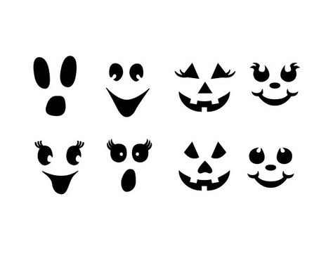 Easy Jack O Lantern Faces To Draw, Ghost Faces To Paint, Girl Jack O Lantern Face, Ghost Faces Drawing, Jackolanterns Faces, Jack O Lantern Faces Cute, Simple Jack O Lantern Faces, Jack O Lantern Face Paint, Pumpkin Faces Ideas Cute