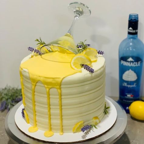 Lemon Cake Decoration, Lemon Drop Cake, Lavender Lemon Drop, Lemon Birthday Cakes, Margaritaville Party, Cream Cheese Buttercream Frosting, Drop Cake, Cocktail Cake, Cactus Cake