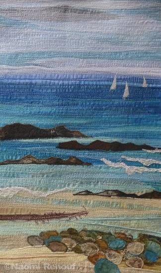 Postcard Quilts, Fabric Landscape, Seascape Quilts, Ocean Quilt, Textile Painting, Beach Quilt, Sea Quilt, Landscape Art Quilts, Landscape Quilt