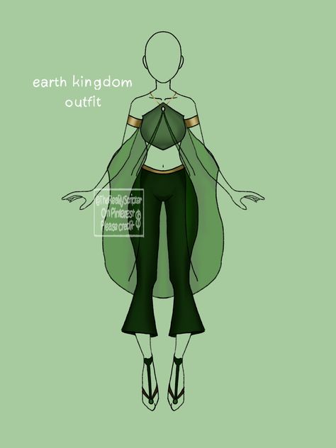 Atla Outfits Earth, Atla Earthbender Outfits, Female Earthbender Oc, Earth Tribe Clothes Avatar, Atla Outfit Ideas, Watertribe Atla Clothes, Earth Bending Outfit, Avatar The Last Airbender Oc Outfits, Avatar The Last Airbender Oc Earthbender