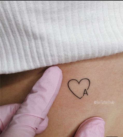 Kids Initial Tattoos, Small Name Tattoo, Boyfriend Name Tattoos, Heart Tattoos With Names, Little Heart Tattoos, J Tattoo, Tattoo For Boyfriend, Tiny Heart Tattoos, Small Heart Tattoos