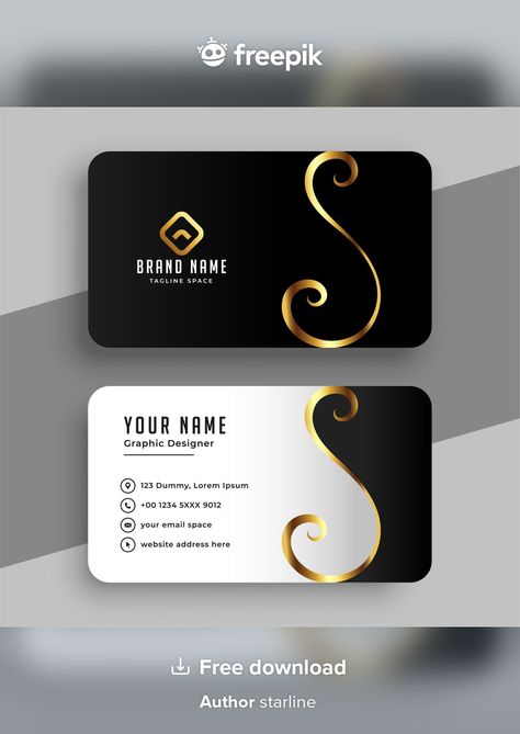 Elegant golden swirl business card temp... | Free Vector #Freepik #freevector #business-card #business #gold #abstract Business Cards Design Ideas, How To Make Business Cards, Visiting Cards Design Creative Business, I Card Design, Business Card Ideas Design, Bussines Cards Design Creative, Carte Visite Design Ideas, Visiting Cards Design Business, Designer Visiting Card