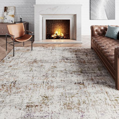 PRICES MAY VARY. Modern Abstract Style: PureCozy area rug has a trendy faded style and a unique 3D texture and distressed pattern, this design blend perfectly with your home, suitable for the living room, bedroom, dining room, laundry room, entryway, kids' room, playroom, kitchen and office. Power Loomed Rug: Our non-slip area rug is made of durable polypropylene which is perfect for high traffic area and easy to mantain. The bottom of the washable rug has a durable TPR rubber backing. Anti-skid