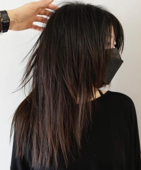 Creative Sliced Cut for Straight Hair Cool Asian Hairstyle, Long Textured Haircut Straight, Layered Straight Hair Black Women, Straight Haircut With Layers, Wolf Cut Long Hair Straight, Long Asian Hairstyles, Asian Women Haircut, Edgy Haircuts For Long Hair, Straight Long Hairstyles