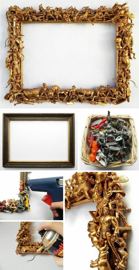 Cadre Photo Diy, Diy Photo Frames, Diy Picture Frames, Diy Upcycling, Deco Originale, Upcycled Home Decor, Diy Picture, Decorating With Pictures, Décor Diy