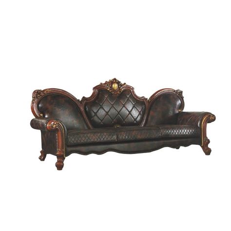 PRICES MAY VARY. 5 Accent Pillows Included Tight Back and Loose Seat Diamond Tufted. Oversized Sofa, Sofa Wood Frame, Oak Sofa, Faux Leather Sofa, Vintage Cherry, Honey Oak, Rolled Arm Sofa, European Antiques, Leather Roll