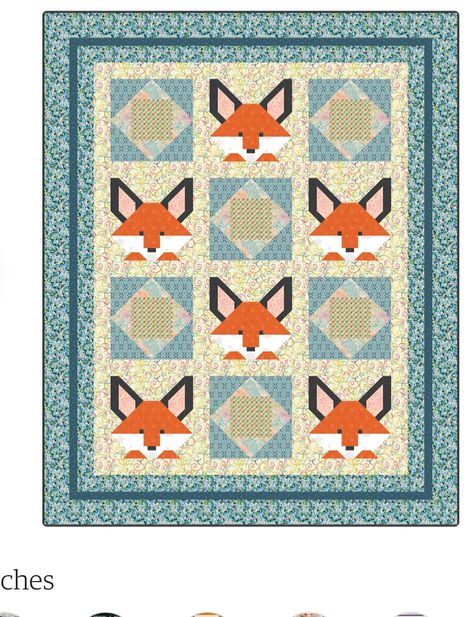 Fox Quilt Block Pattern Free, Fox Quilt Block, Woodland Animal Quilt Pattern, Fox Quilt Pattern Free, Fox Quilt Pattern, Animal Quilt Blocks, Picture Blocks, Quilted Postcards, Family Quilt