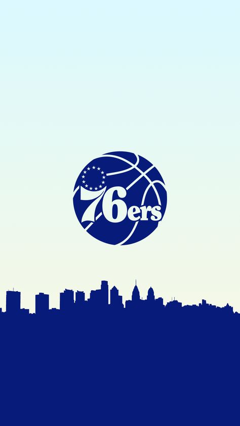 NBA Basketball Team Philadelphia 76ers Desktop Background. Basketball Wallpaper in a Skyline, it's a free Philadelphia 76ers phone wallpaper. Sixers Wallpaper, 76ers Wallpaper, Wallpaper Nba, Background Basketball, 76ers Logo, Basketball Logo Design, Nba Logos, Basketball Artwork, Sport Wallpaper