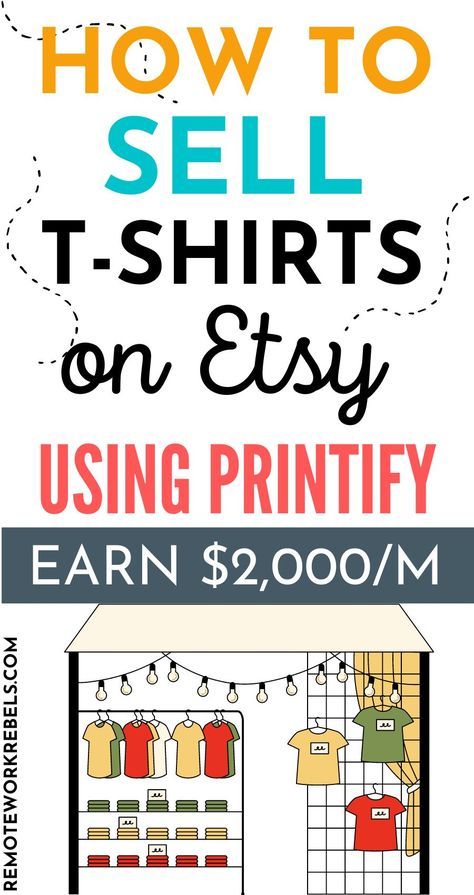 How to Sell t-shirts on Etsy using Printify. Make passive income selling t-shirts online from home. Follow this beginner guide to make and sell t-shirts even with zero design experience. How to design t shirts to sell. Sell print on demand t shirts on Etsy using the free Printify platform. Click to get started. Passive Income Tshirt, How To Sell Print On Demand On Etsy, How To Make Your Own T Shirt Design, Photographing Clothes To Sell Online, How To Start A Shirt Printing Business, How To Make Designs On Shirts, Selling T Shirts Online, Selling Shirts Online, Best Selling Shirt Designs