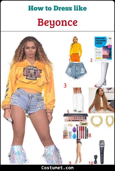 Halloween Costumes Beyonce, Beyonce Homecoming Costume, Beyonce Themed Party Outfit, Beyoncé Outfit Ideas, Beyonce Looks Outfits, Beyonce Homecoming Outfits, Beychella Party, Beyoncé Halloween Costume, Beyonce Outfit Inspiration