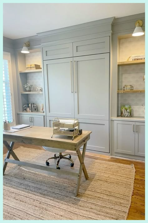 [SponsoredPost] 32 Perfect Small Home Office In A Spare Room Guides To Check Out This Spring #smallhomeofficeinaspareroom How To Decorate A Room With A Murphy Bed, Small Den Guest Room Combo, Coastal Murphy Bed Ideas, Flex Room With Murphy Bed, Office With A Murphy Bed, Murphy Bed Dining Room, Guest Space In Basement, Modern Farmhouse Murphy Bed, White Oak Murphy Bed