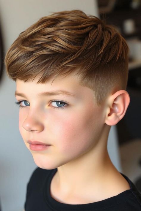 Sleek Fade Brown Hair, trendy haircut for Sleek Fade brown hair, young boys, Youthful Hairstyle for Tween Boys Hảir Style Boys Kids, Boy Faded Haircut, Cut For Boys, Fade Designs Boys, Boys Low Taper Fade Haircut Kids, Boy Hair Cutting Style, Haircut For Straight Hair Boys, Kid Fade Haircut Boy Hair, Romeo Beckham Haircut