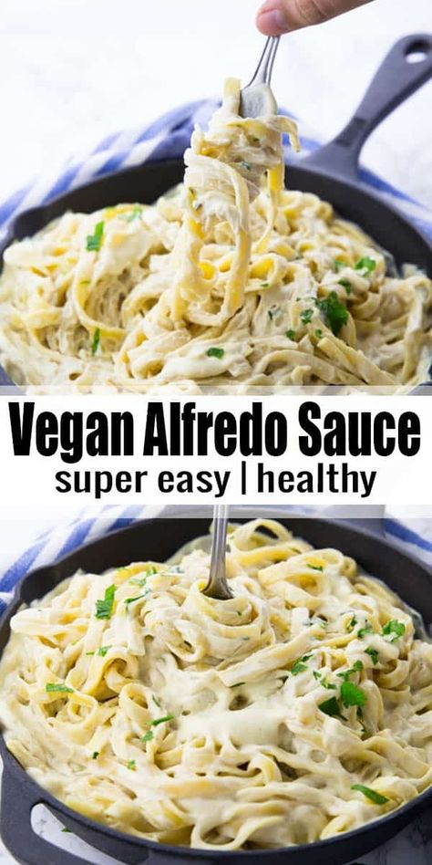 This vegan Alfredo sauce is the perfect comfort food! It's so incredibly creamy and rich without being packed with butter and cream! It makes such a great vegan dinner! Vegan comfort food at its best! More vegan pasta recipes at veganheaven.org! #vegan #veganpastarecipes #Alfredo Cauliflower Pasta Recipes, Alfredo Fettuccine, Vegan Alfredo Sauce, Vegan Alfredo, Pasta Alfredo, Plats Healthy, Favorite Pasta Recipes, Vegan Recipes Beginner, Alfredo Sauce Recipe