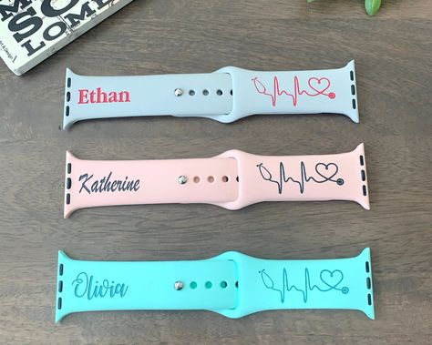 Nurse Stethoscope, Nurse Stethoscope Apple watch band, Monogram Apple Watch Band, Personalized Apple watch band, Nurse Apple Watch Band | @giftryapp Apple Watch Nurse, Nurse Apple Watch, Apple Watch Tips, Apple Watch Jewelry, Watch Bands Women, Nerdy Nurse, Apple Watch White, Apple Smartwatch, Nursing School Gifts