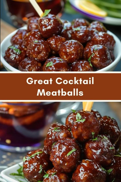 Great Cocktail Meatballs Cocktail Meatballs Recipe, Meatball Cocktail Appetizers, Meatball Appetizer Recipes Finger Foods, Party Meatballs Appetizers, Buffet Meatballs, Cocktail Meatballs Appetizers, Mini Meatballs Appetizers, Party Meatballs Crockpot, Meatballs Cocktail