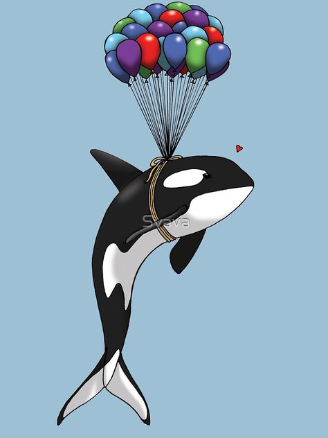 "Big Orca, Bigger Dreams" T-shirt by Svava | Redbubble Orca Fanart, Orca Whale Drawing, Cartoon Orca, Orca Drawing, Orca Design, Orca Art, Whale Drawing, Nerd Games, Orca Whales