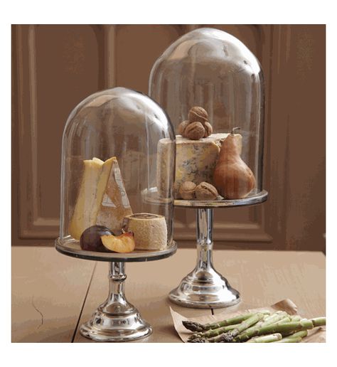 Decor/Accessories - Mirror Plateau with Dome - Set of 2 - Organize.com - cloche, glass, tray, stand, silver, Cheese Counter Display, Party Food Table Set Up Buffet Ideas, Cheese Table, Cloche Decor, Cheese Display, Cheese Bar, Glass Dome Display, Cheese Dome, Chic Mirror