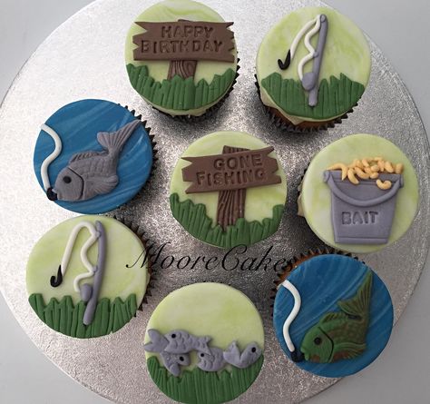 Fishing Birthday Cupcakes, Happy Birthday Fishing, Fishing Cupcakes, Spine Tattoos For Women, Fishing Birthday, Geometric Heart, Unicorn Cake, Birthday Cupcakes, Food Cravings