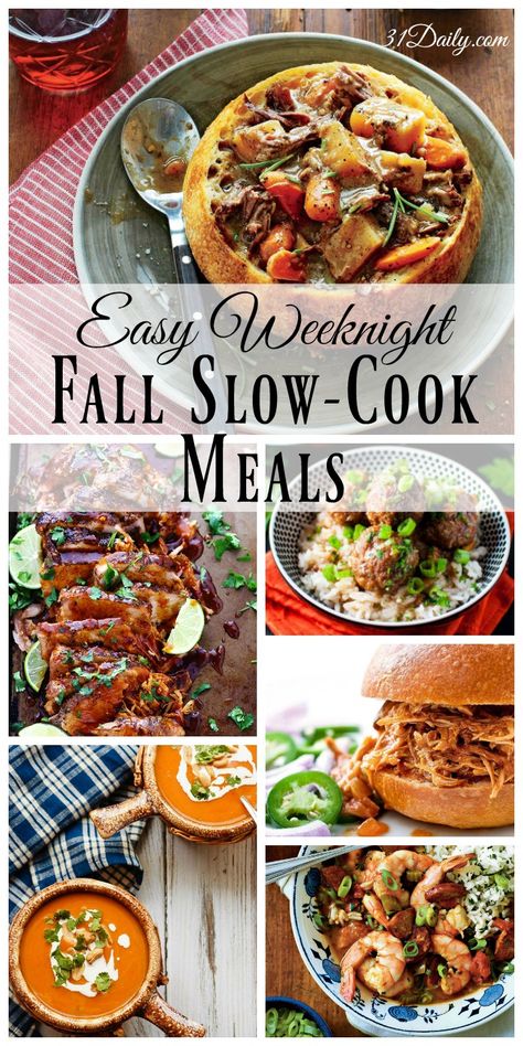 Fall Slow Cook Meals - Perfect for Weeknights | 31Daily.com Slow Cook Meals, Fall Slow Cooker, Fall Slow Cooker Recipes, Fall Crockpot Recipes, Fall Meals, Cook Meals, Pot Dinners, Fall Dinner Recipes, Slow Cook