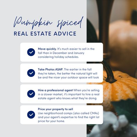 Fall In Love With A New Home Real Estate, September Realtor Post, Hello October Real Estate, Fall Real Estate Marketing, Realtor Fall Posts, Fall Real Estate Social Media Posts, October Real Estate Posts, Real Estate Facts For Clients, Fall Real Estate Quotes