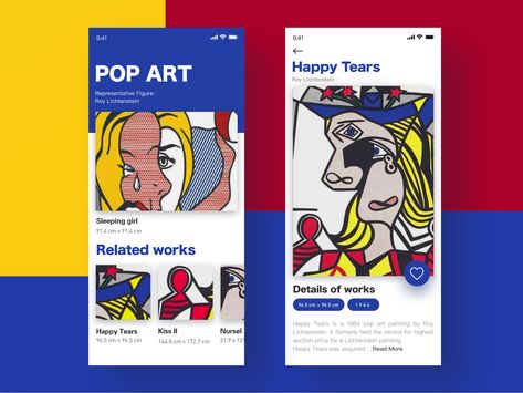 by UIGREAT #Ad Pop Art Website, Ux Trends, Art Brochures, Art App, Art Web, Ux Design Inspiration, Art Apps, Pop Art Comic, Application Design