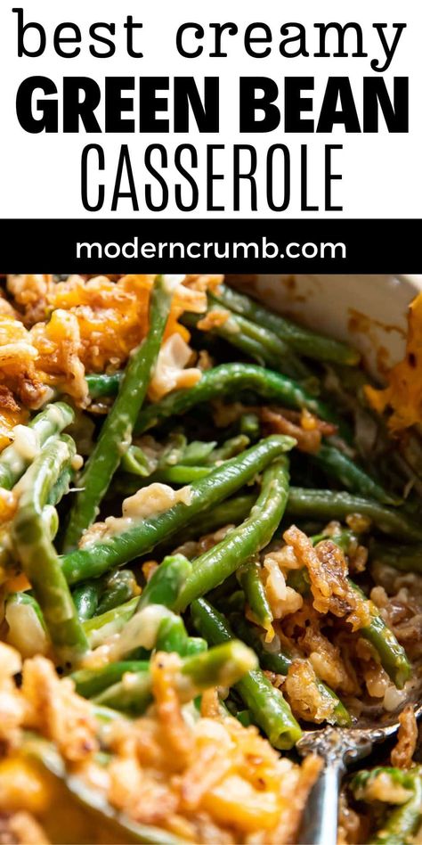 This easy green bean casserole is a must make for Thanksgiving. It's creamy, cheesy and topped with crispy fried onion rings. It's a classic side dish that can be made with either fresh or frozen green beans. Easy Green Bean Casserole, Fried Onion Rings, Creamy Green Beans, Best Green Bean Casserole, Green Bean Casserole Easy, Easy Green Beans, Healthy Chicken Dinner, Frozen Green Beans, Fresh Green Beans