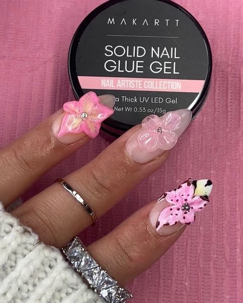 3d flowers 🫶🏼🫶🏼💐💐 #3dflowernails #flowernails #nailsnailsnails #nailart #naildesign #makartt #makarttsolidgel Solid Nail Glue, Nessa Nails, 3d Flower Nails, Acrylic Nails Coffin, Nails Coffin, 3d Flowers, Nail Glue, Flower Nails, Glue On Nails