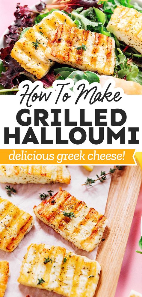 This grilled halloumi cheese recipe is a delicious vegetarian classic that's perfect for BBQ season! Great on salads, skewers, sandwiches, and more! Seafood Board, Halloumi Cheese Recipes, Cooking Halloumi, Haloumi Recipes, Vegetarian Appetizer, Greek Appetizers, Fried Halloumi, Halloumi Cheese, Greek Cheese