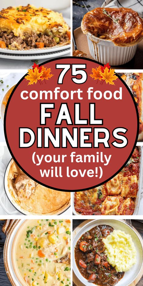 Sunday Dinner Comfort Foods, Hearty Easy Dinner, Winter Family Recipes, Ez Dinner Ideas, Chilly Weather Dinner Ideas, Prethanksgiving Meals, Comforting Dinner Ideas, Dinner Ideas Large Group, Hearty Dinners Comfort Foods