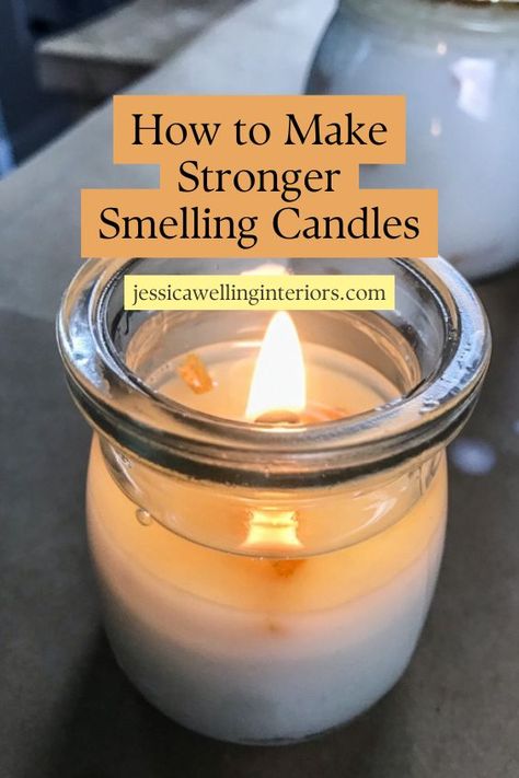 How to Make Stronger Smelling Candles Homemade Candle Recipes, Scented Mason Jar Candles, Candle Scents Recipes, Candle Making For Beginners, Candle Making Recipes, Smelling Candles, Handmade Candles Diy, Diy Candles Easy, Diy Candles Homemade