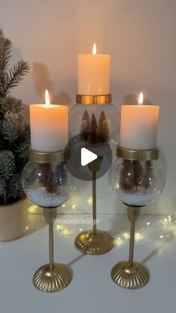 Rocio Ruiz on Instagram: "Candle Holder DIY 🕯️ #christmastime  #christmasdecorations" Candle Holders Decor Ideas, Christmas Candle Holders Diy, Yuletide Decorations, Candle Holder Diy, Easy Winter Crafts, Dollar Store Christmas Crafts, Candle Table Decorations, Dollar Store Christmas, Easy Christmas Decorations