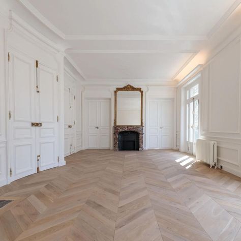 Herringbone Floor Pattern, Hardwood Plank Flooring, Parisian Interior Design, French Bedroom Decor, Herringbone Floors, Parisian Interior, Herringbone Wood Floor, Herringbone Wood, French Bedroom