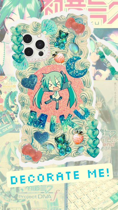 for @sml_studios phone case comp! #miku #mikuhatsune #projectsekai #pjsk #colorfulstage #phone #phonecase #animatedshuffle #decora #decoden Decoden Phone Case, Create Collage, Creative Play, Phone Case, Phone Cases, Collage, Color