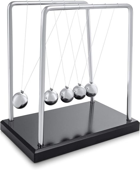 Newton's Cradle Desk Toy Pendulum Ball Swing Large 19cm Swinging Balls Pendulum Wave Wooden Base Stainless Steel-Stress Relief Gift Office Desk Gadgets Physics Science Home Decorations Toys4boys Pendulum Balls, Newtons Cradle, Desk Gadgets, Newton's Cradle, Desk Toy, Office Desk Accessories, Steel Desk, Desk Decorations, Desk Accessories Office