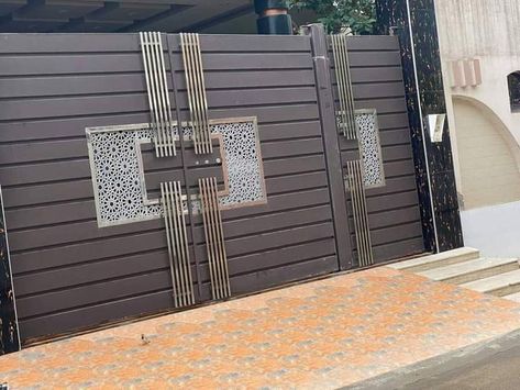 Modern Iron Gate Designs, Modern Front Gate Design, Modern Gate Design, Latest Main Gate Designs, Latest Gate Design, Iron Main Gate Design, Gate Design Ideas, Contemporary Gates, Modern Main Gate Designs