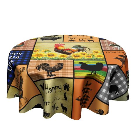 PRICES MAY VARY. 【SIZING】: 60" Round - Fits tables from 20 Inch to 58 Inch - Seats 4 to 6 People – Round Table. The rooster tablecloth is suitable for most folding buffet tables, outdoor picnic tables, kitchens and dining tables. 【HIGH QUALITY MATERIAL】: Made of high-quality polyester, the rooster round table cloth features a soft and smooth surface. With thick fabric, the hen table cloth has good wrinkle resistance and durability, and can protect your table from damage and scratches. 【UNIQUE DE Picnic Party Decor, Sunflower Table, Round Table Cloth, Hen Chicken, Buffet Tables, Picnic Tables, Outdoor Picnic Tables, Outdoor Picnic, Dining Kitchen