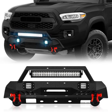 PRICES MAY VARY. 【Fitment】Compatible with Toyota Tacoma models from 2016 to 2023. Ensure this product fits your vehicle before purchasing. 【Exceptional Craftsmanship】Our front bumper is made from high-strength steel and boasts a rugged, textured black powder coating. This combination not only ensures durability and a stylish look but also offers superior protection. Additionally, it's engineered to resist rust, guaranteeing long-lasting performance and a pristine appearance, even if the powder c Tacoma 3rd Gen, 2023 Toyota Tacoma, Tacoma Accessories, Toyota Tacoma 4x4, Tacoma 4x4, 4x4 Accessories, Truck Bumpers, Rv Tires, D Rings