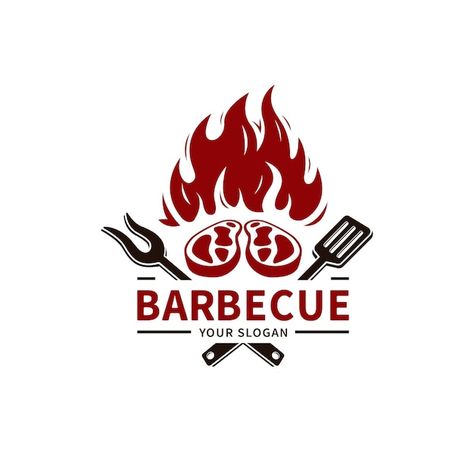 Minimalist concept barbecue vector illus... | Premium Vector #Freepik #vector #bbq #bbq-background #pork-logo #meat-logo Barbecue Logo Design, Bbq Restaurant Logo, Bbq Background, Bbq Grill Logo, Bbq Illustration, Barbecue Logo, Meat Logo, Bbq Logo, Brazilian Bbq