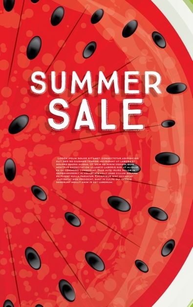 Summer sale banner with watermelon illustration. Watermelon Banner, Watermelon Background, Summer Sale Poster, Watermelon Illustration, Summer Template, Summer Sale Banner, Vector Banner, Print Media, Summer Watermelon