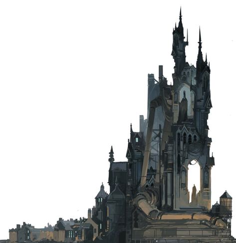 Gothic Concept Art, Castle Concept Art, Monument Ideas, Gothic Landscape, Ian Mcque, Gothic Castle, Outdoor Aesthetic, Cathedral Architecture, Castle Tower