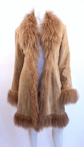 Vintage Suede & Mongolian Lamb Fur Coat at Rice and Beans Vintage Mongolian Lamb Fur Coat, Long Shearling Coat, Women Fur Coat, Fur Coat Long, Afghan Coat, Penny Lane Coat, Mongolian Fur, Bohemian Mode, Langer Mantel