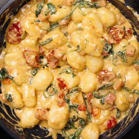 Creamy Chorizo Gnocchi, Chorizo Gnocchi, Truffle Gnocchi, Gluten Free Gnocchi, Creamy Parmesan Sauce, Chicken Gnocchi, Homemade Gnocchi, Creamy Parmesan, Gnocchi Recipes