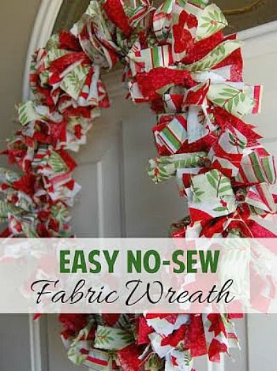 Perfect for easy, crafting fun. Adorable, No Sew, Fabric Wreath. Good for any occasion - the #holidays, school colors, or seasons. #crafting #DIY Fabric Wreaths, Ribbon Wreaths, Christmas Arts, Easy Holidays Crafts, Fabric Wreath, Therapy Room, Wreath Tutorial, Simple Holidays, No Sew